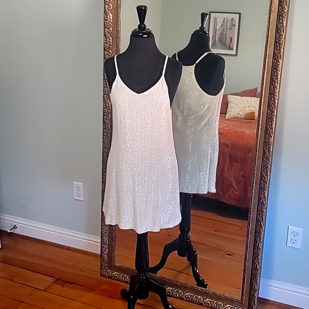 MLV sequin Noelle dress XS white sequins MSRP $430